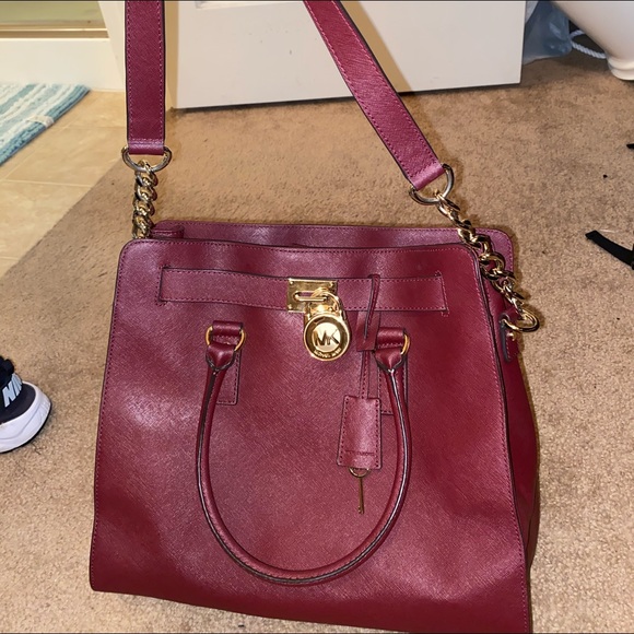 michael kors burgundy tote